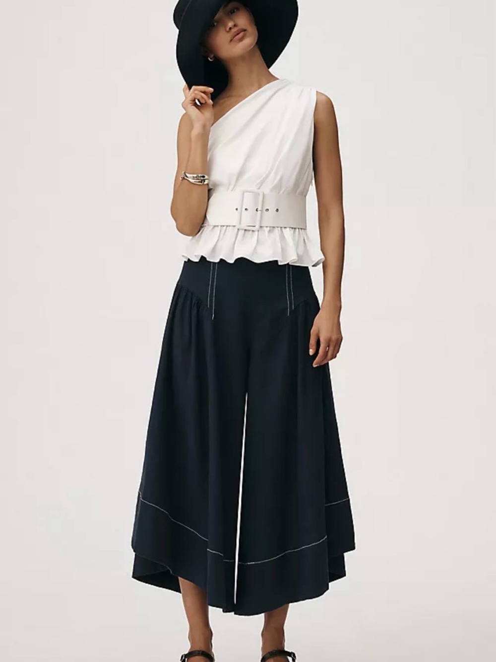 Anthropologie Linen Extended Waist Flowy Wide Leg Gaucho Pants